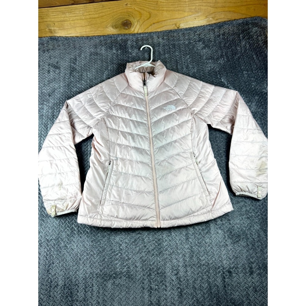 The North Face Goose Down Puffer Jacket Womens L Pink Ripstop Raglan Sleeve